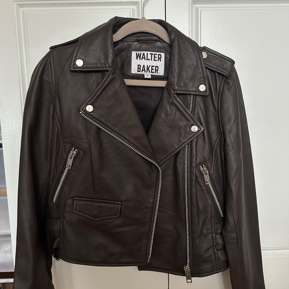 Walter Baker Brown Leather Moto Jacket